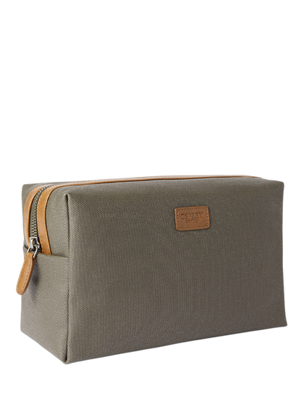 OSPREY LONDON The Grantham Waxed Canvas and Leather Washbag - view 2, Khaki