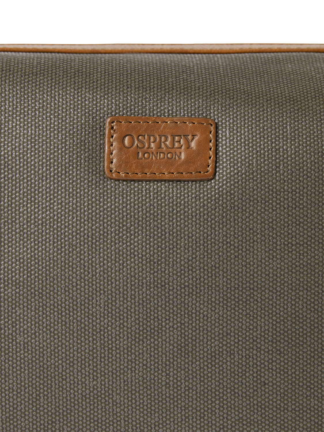 Product image 4 of 4, which shows OSPREY LONDON The Grantham Waxed Canvas and Leather Washbag, Khaki