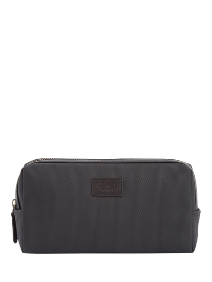 OSPREY LONDON The Grantham Small Waxed Canvas & Leather Washbag, Black