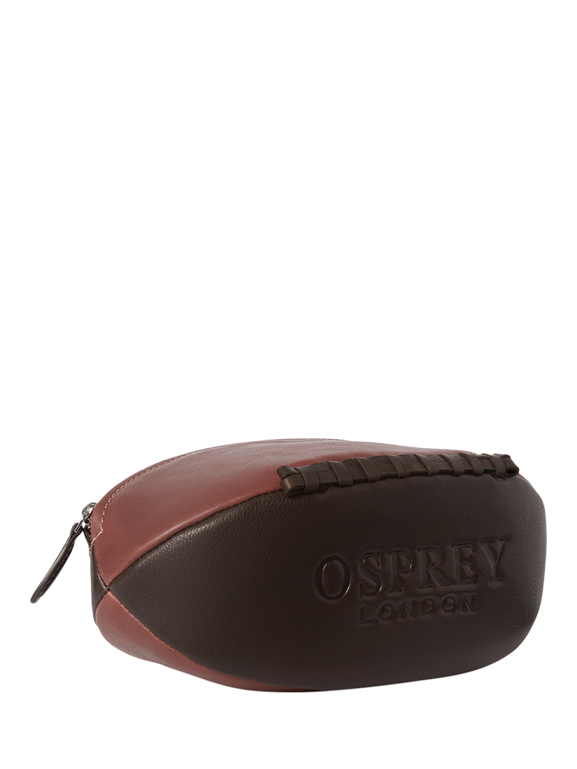Product image 1 of 5, which shows OSPREY LONDON The Rugger Leather Washbag, Bordeaux