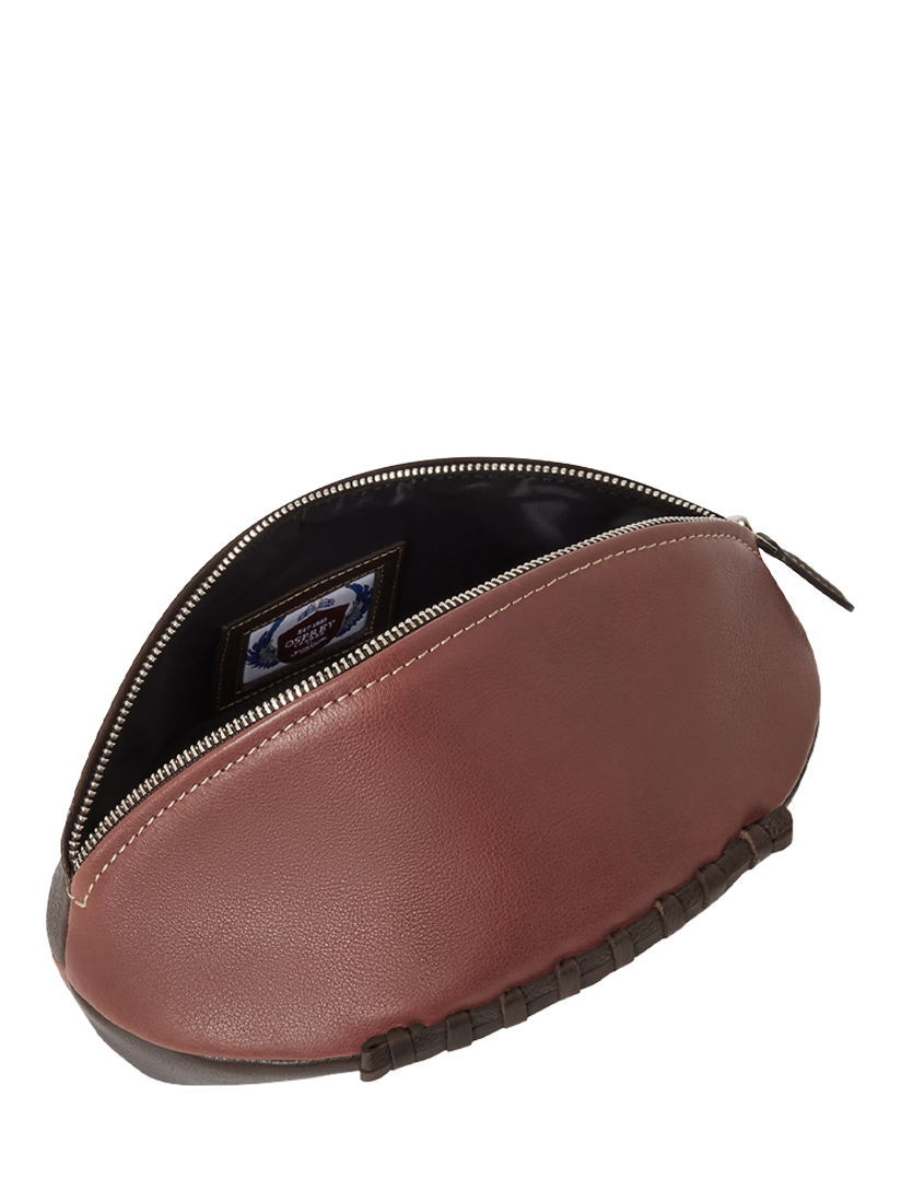 Product image 3 of 5, which shows OSPREY LONDON The Rugger Leather Washbag, Bordeaux