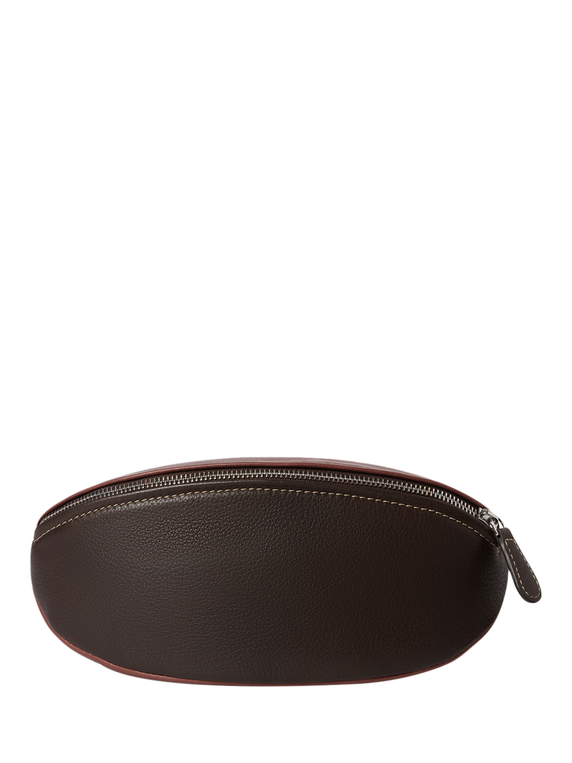 Product image 4 of 5, which shows OSPREY LONDON The Rugger Leather Washbag, Bordeaux