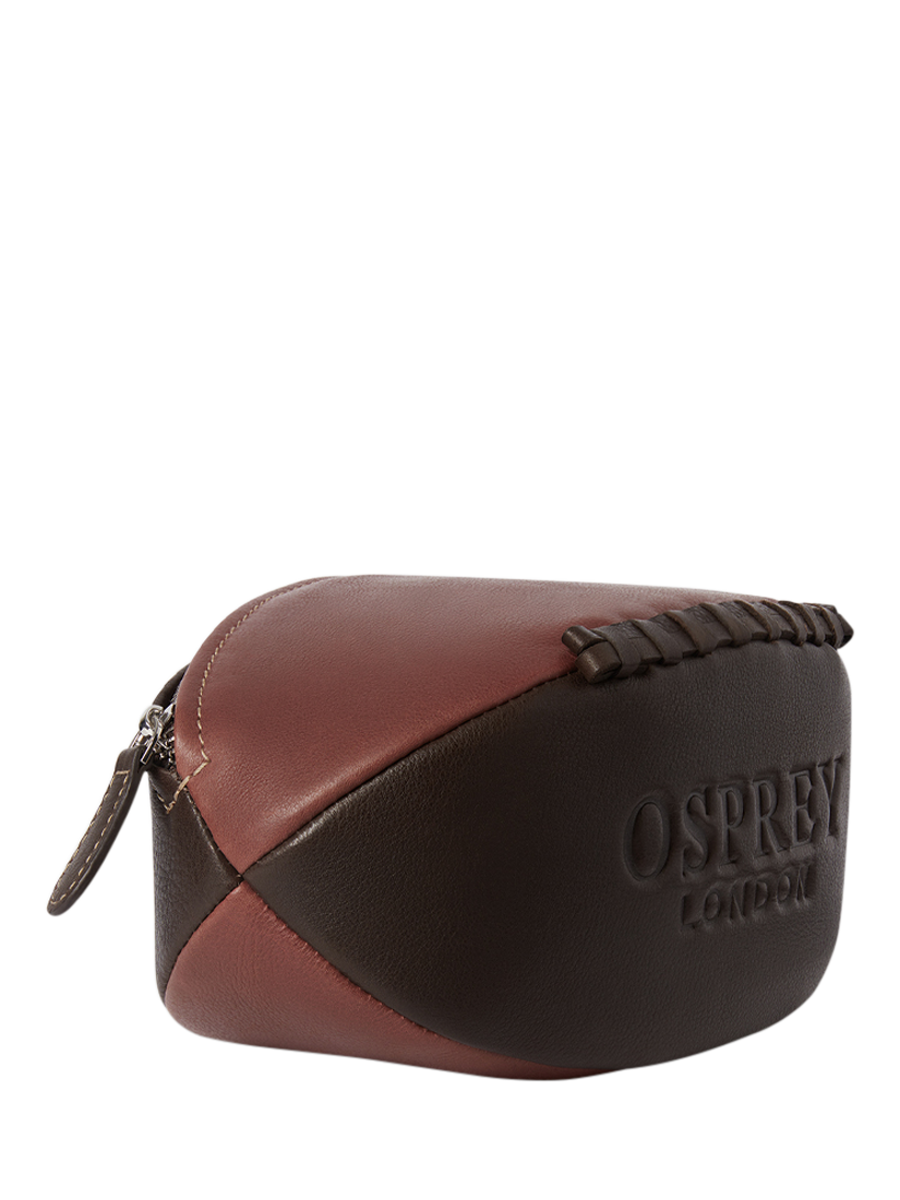 Product image 5 of 5, which shows OSPREY LONDON The Rugger Leather Washbag, Bordeaux