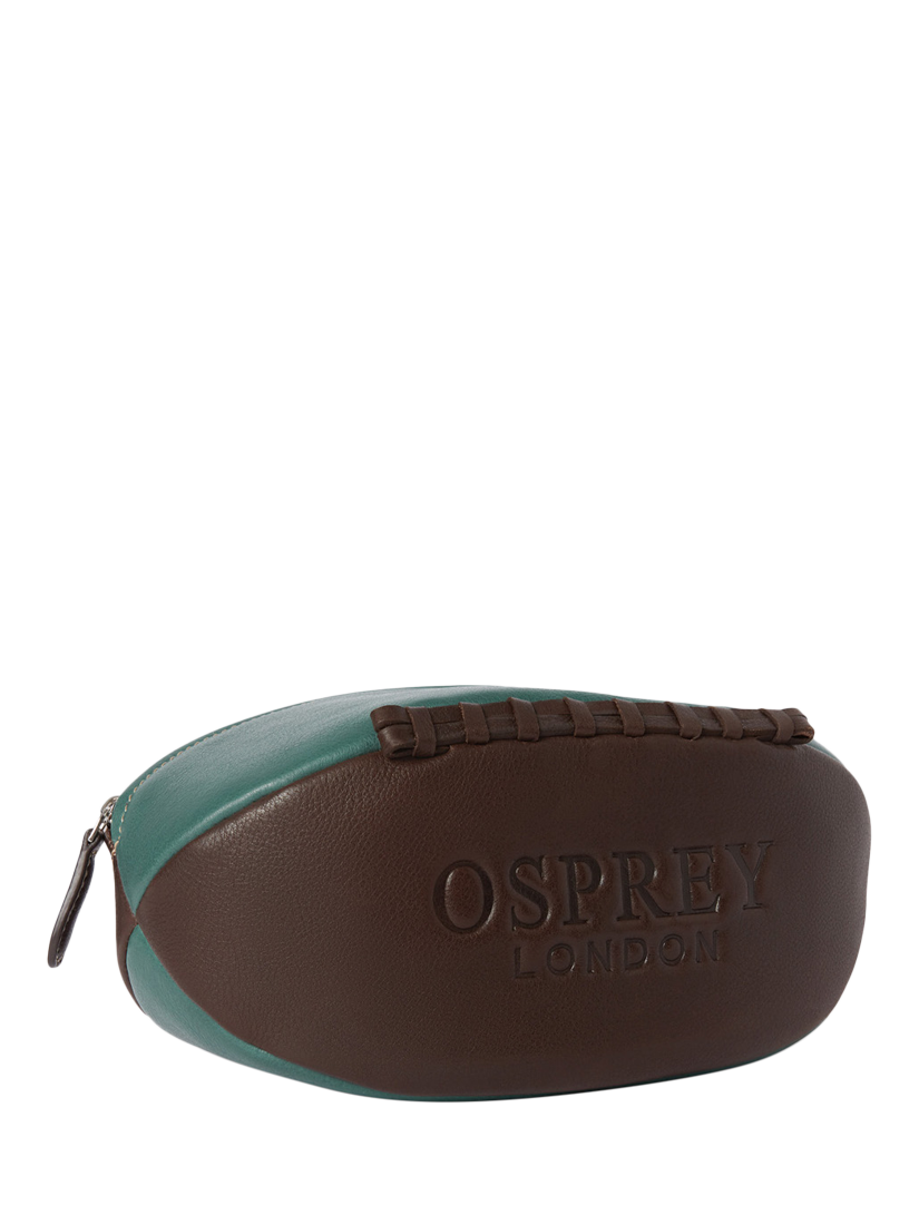 Product image 1 of 5, which shows OSPREY LONDON The Rugger Leather Washbag, Green