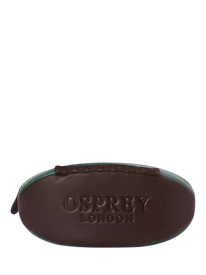 Product image 2 of 5, which shows OSPREY LONDON The Rugger Leather Washbag, Green