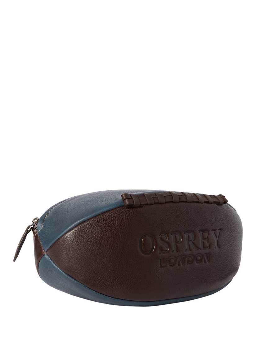 Product image 1 of 5, which shows OSPREY LONDON The Rugger Leather Washbag, Navy