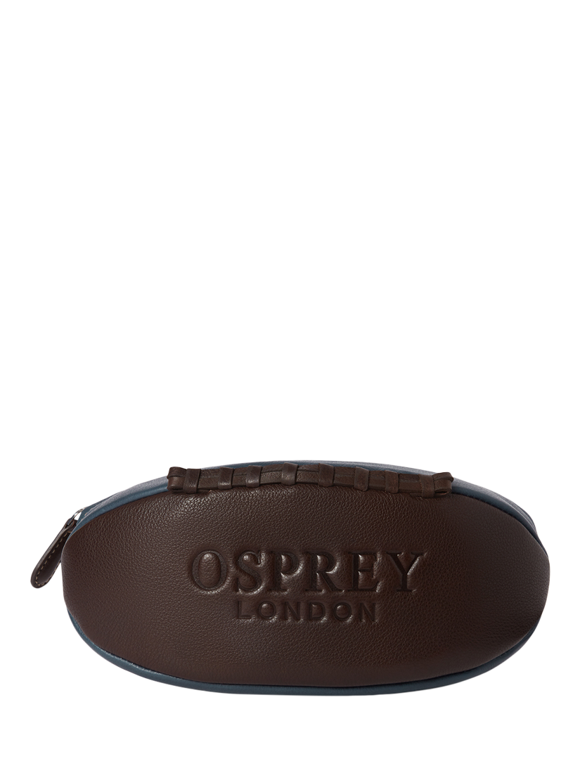 Product image 2 of 5, which shows OSPREY LONDON The Rugger Leather Washbag, Navy