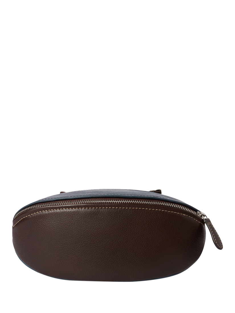 Product image 4 of 5, which shows OSPREY LONDON The Rugger Leather Washbag, Navy