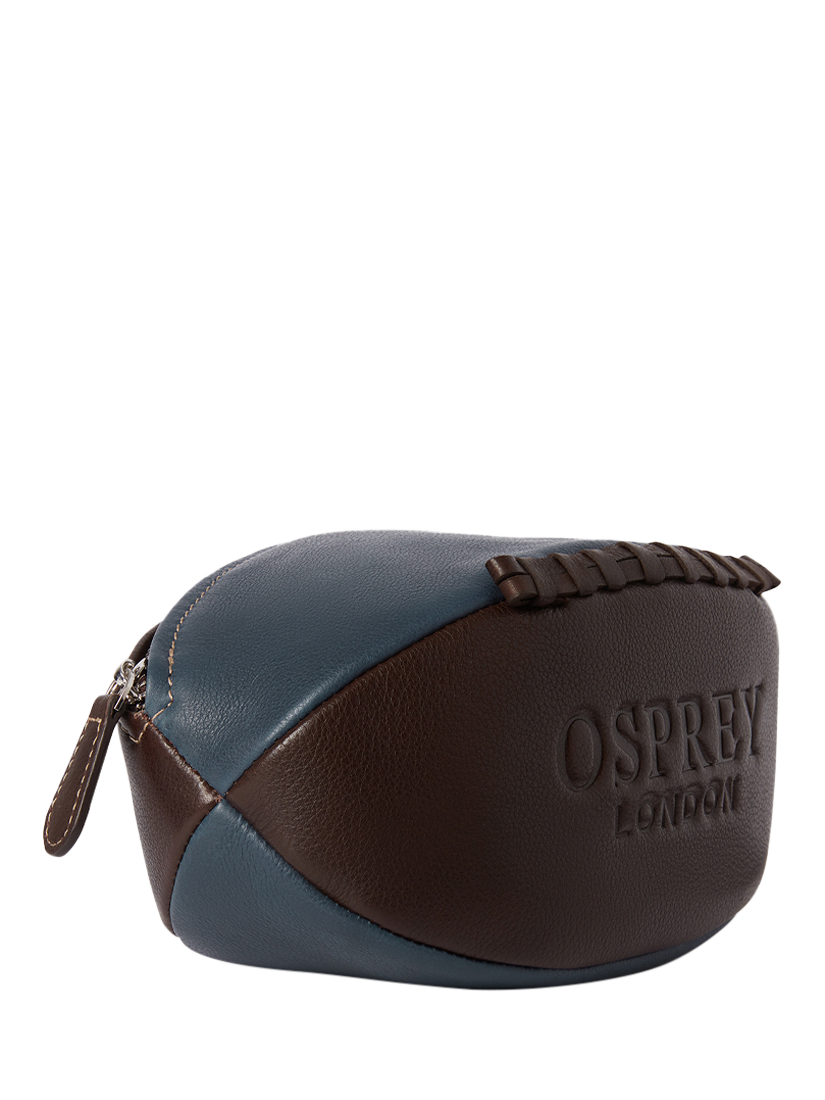 Product image 5 of 5, which shows OSPREY LONDON The Rugger Leather Washbag, Navy