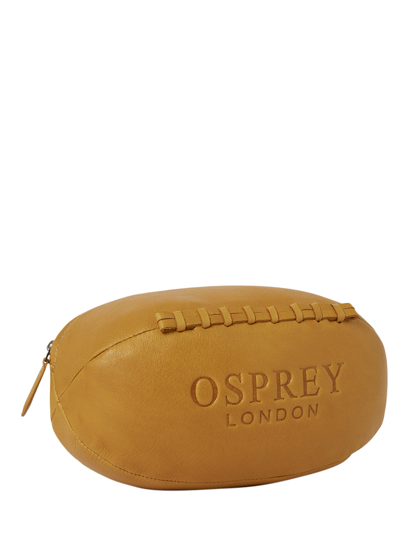 Product image 1 of 4, which shows OSPREY LONDON The Rugger Leather Washbag, Tan