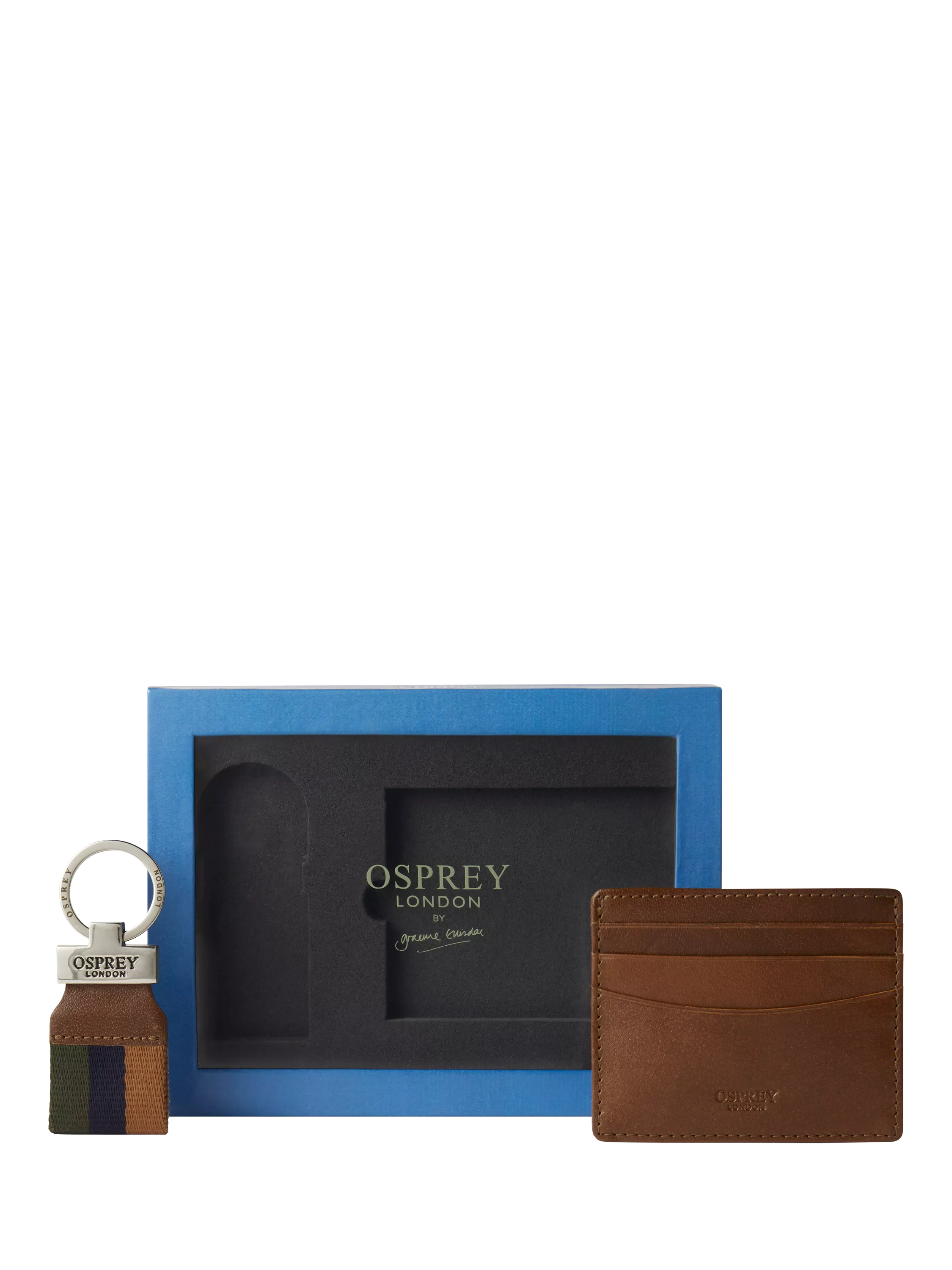 OSPREY LONDON The Campbell Leather Card Holder and Keyring Set Cognac