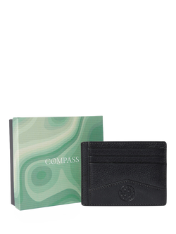 OSPREY LONDON The Compass Leather Card Holder, Black, Black