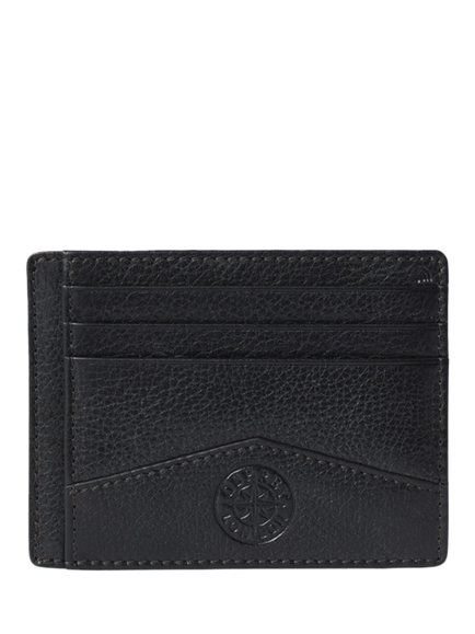 OSPREY LONDON The Compass Leather Card Holder, Black - view 2, Black