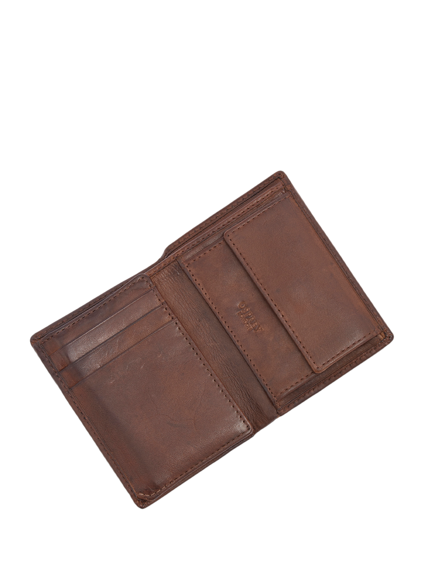 Product image 4 of 6, which shows OSPREY LONDON The X-Stitch Leather Micro Card and Coin Wallet, Chestnut