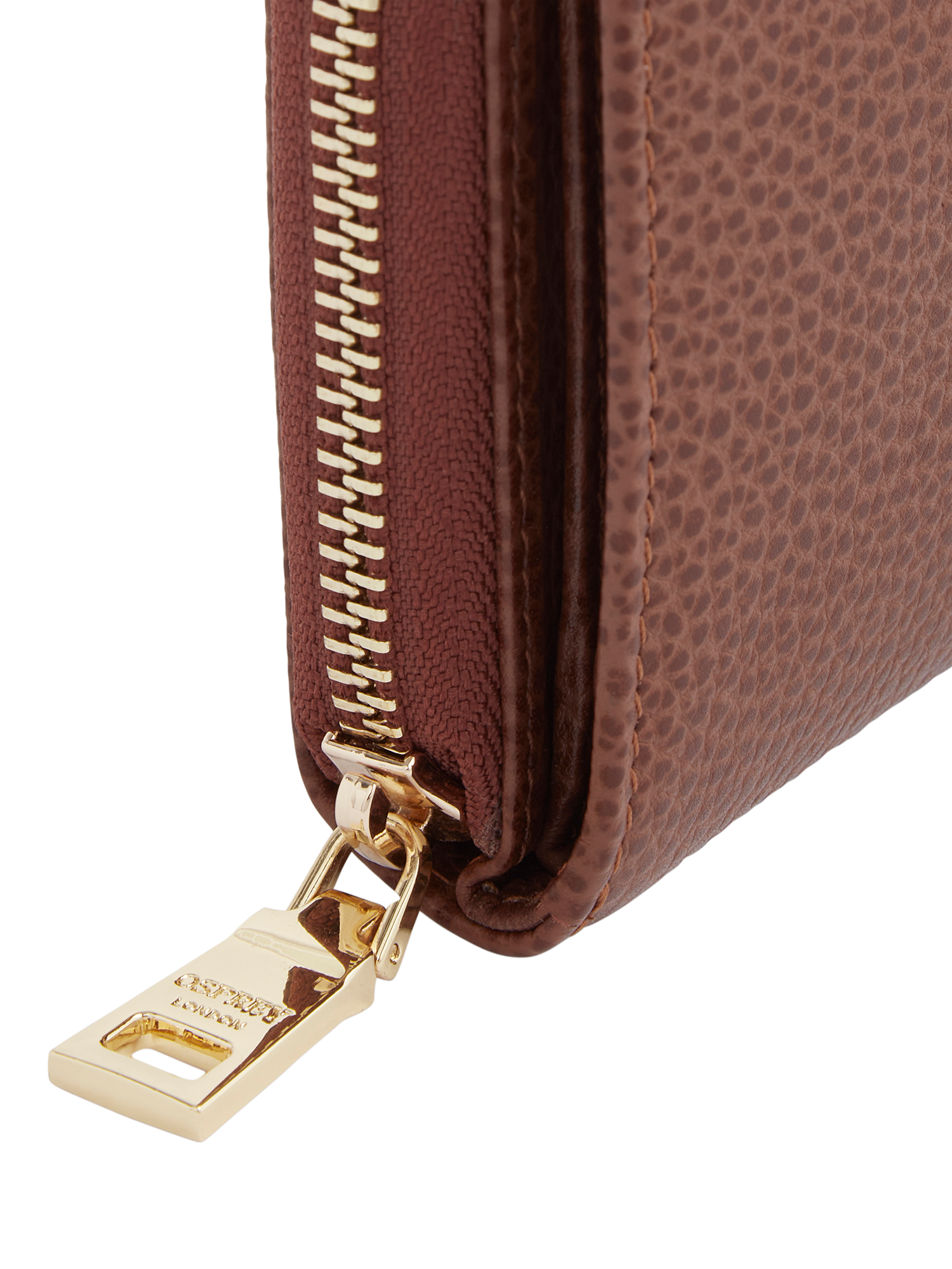 OSPREY LONDON The Carla Leather Zip Around Purse Tan