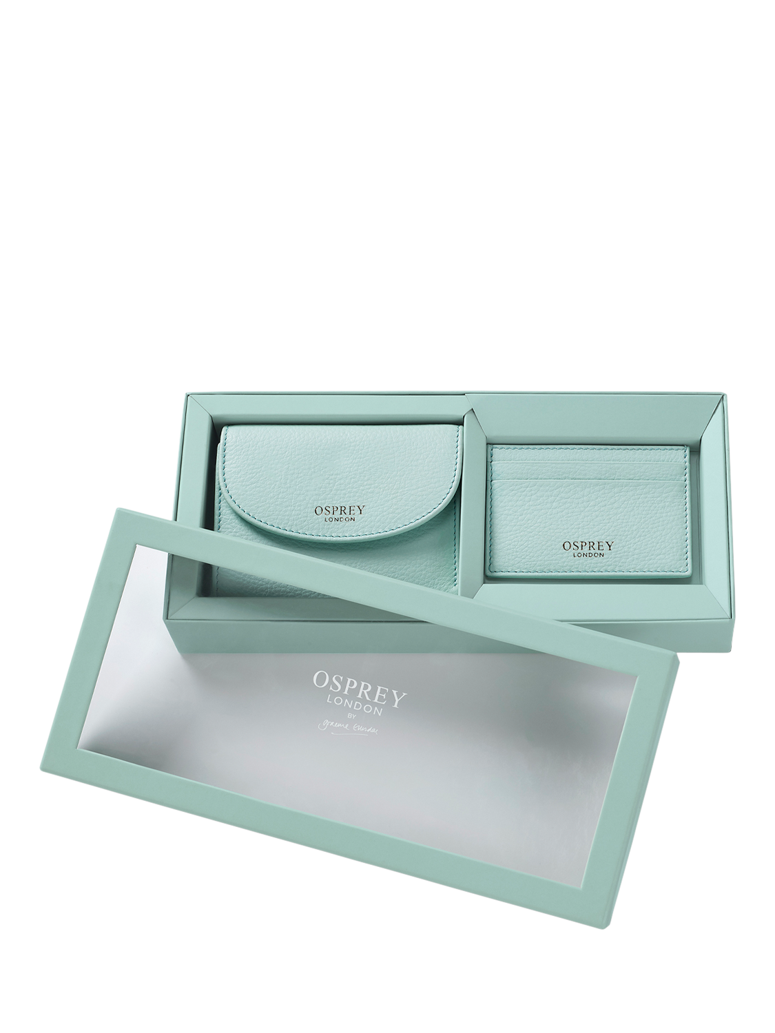 Product image 1 of 9, which shows OSPREY LONDON The Tilly Leather Purse Set, Arctic