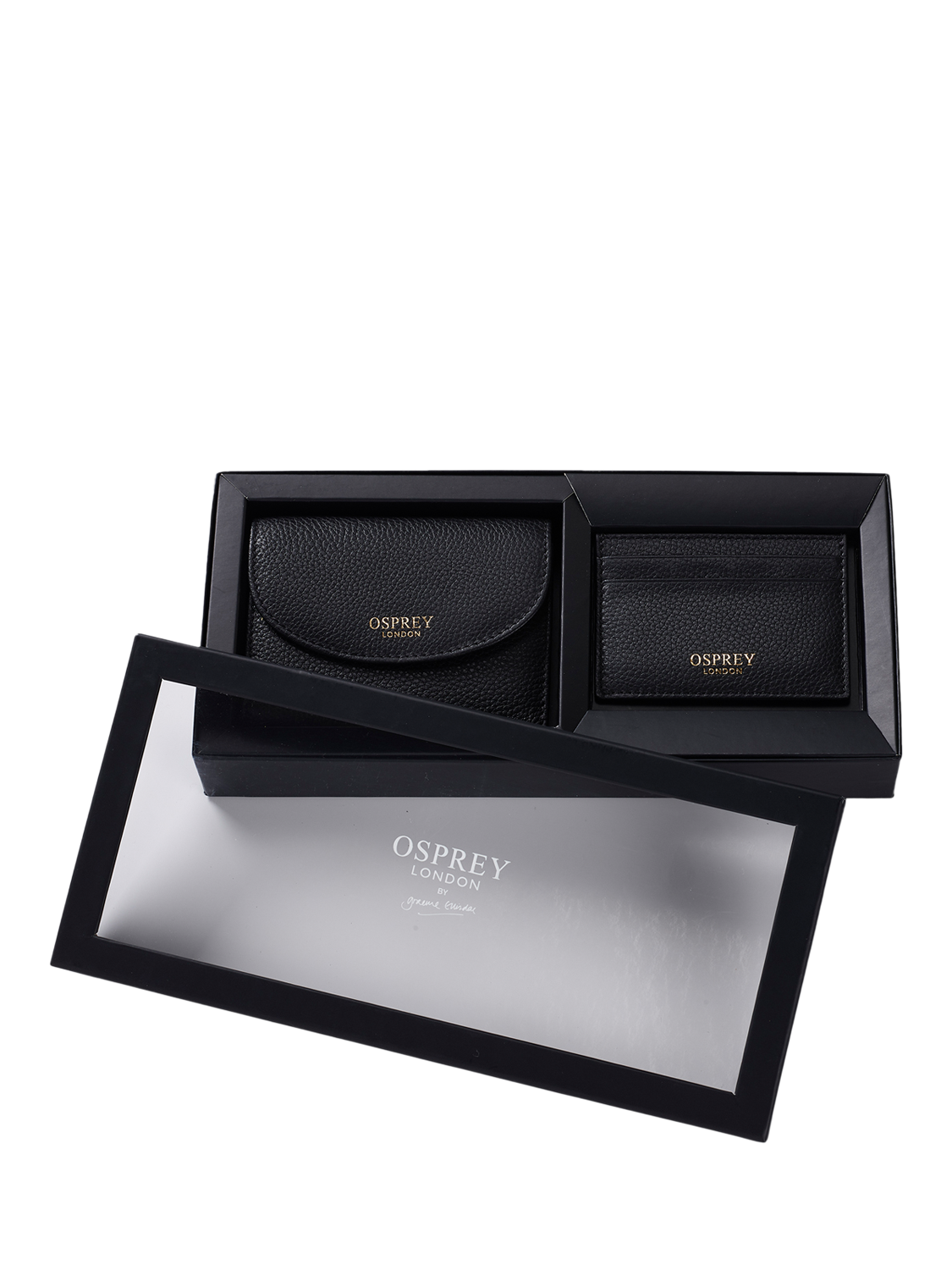 Product image 1 of 9, which shows OSPREY LONDON The Tilly Leather Purse Set, Black