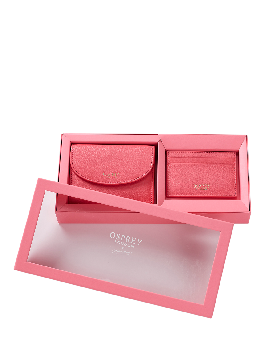 Product image 1 of 9, which shows OSPREY LONDON The Tilly Leather Purse Set, Guava