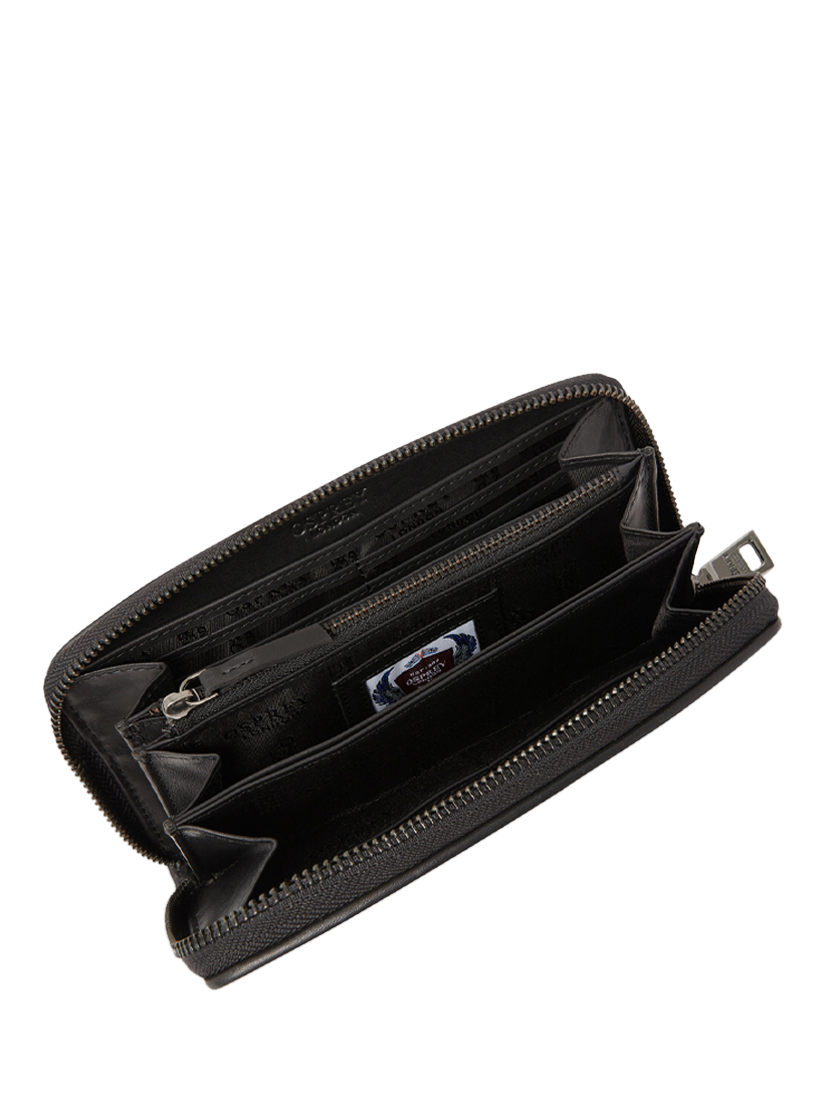 Product image 4 of 6, which shows OSPREY LONDON The Woven Leather Zip Around Purse, Black