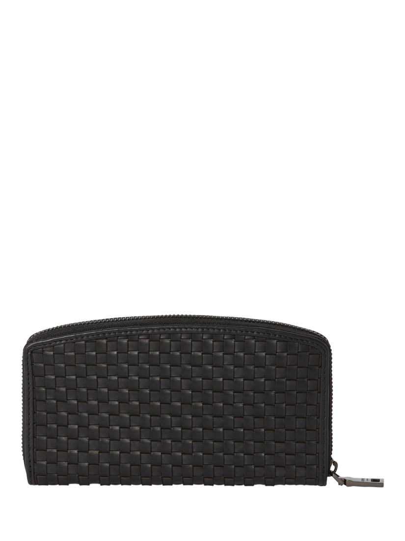 Product image 5 of 6, which shows OSPREY LONDON The Woven Leather Zip Around Purse, Black