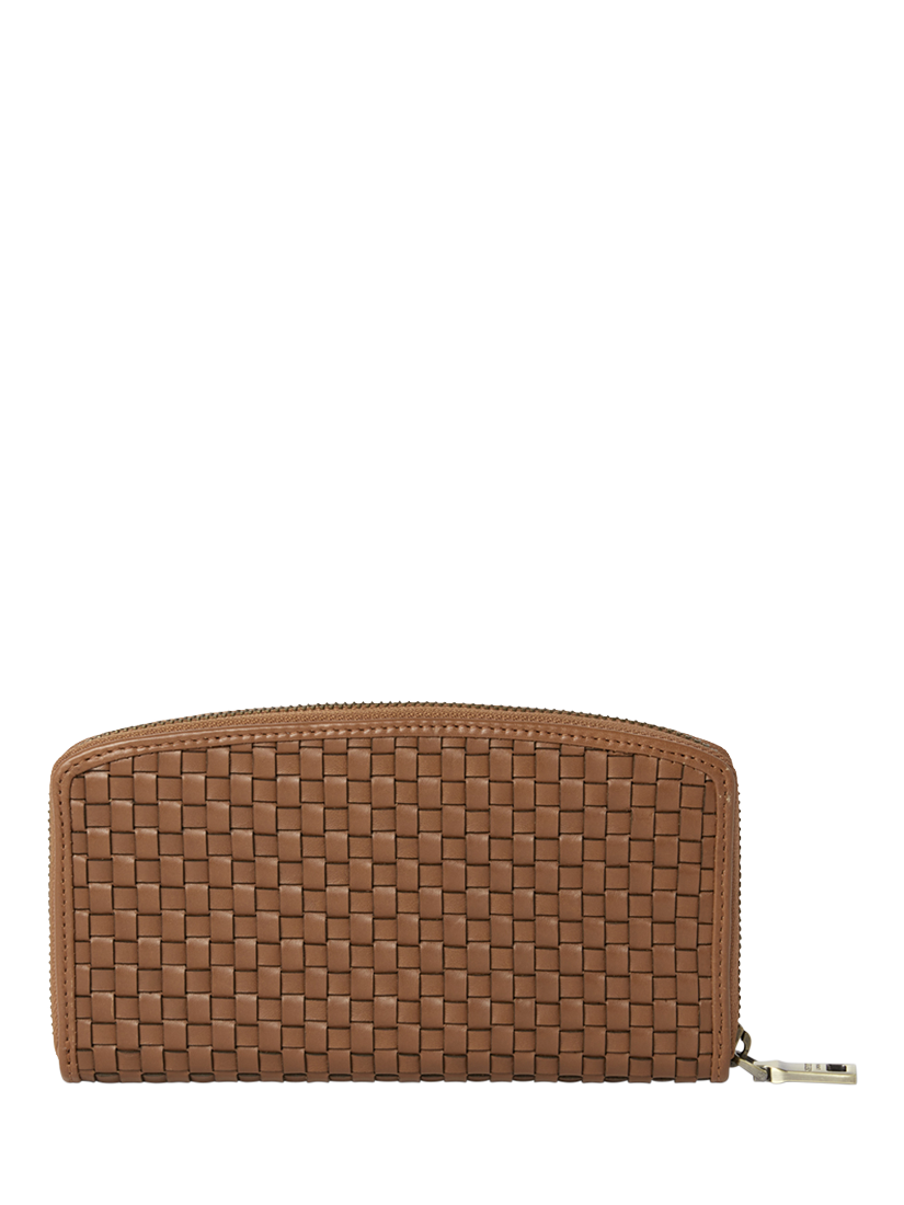 Product image 5 of 6, which shows OSPREY LONDON The Woven Leather Zip Around Purse, Tan