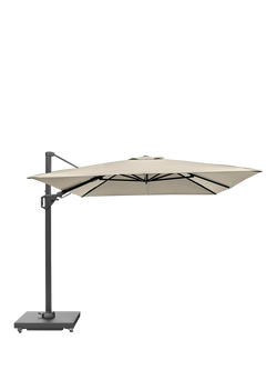 Pacific Challenger T2 Rectangular Free-Arm Tilt Parasol & Base with Cover, 3.5 x 2.6m, Champagne
