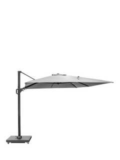 Pacific Challenger T2 Rectangular Free-Arm Tilt Parasol & Base with Cover, 3.5 x 2.6m, Light Grey