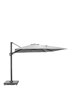 Pacific Challenger T2 Rectangular Free-Arm Tilt Parasol & Base with Cover, 3.5 x 2.6m, Luna Grey