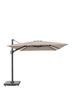Pacific Challenger T2 Rectangular Free-Arm Tilt Parasol & Base with Cover, 3.5 x 2.6m, Taupe