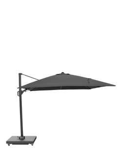Pacific Glow Challenger T2 Square LED Light Parasol & Base with Cover, 3m, Anthracite