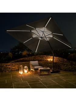Pacific Glow Challenger T2 Square LED Light Parasol & Base with Cover, 3m - view 2, Anthracite