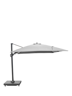 Pacific Glow Challenger T2 Square LED Light Parasol & Base with Cover, 3m, Light Grey