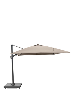 Pacific Glow Challenger T2 Square LED Light Parasol & Base with Cover, 3m, Taupe