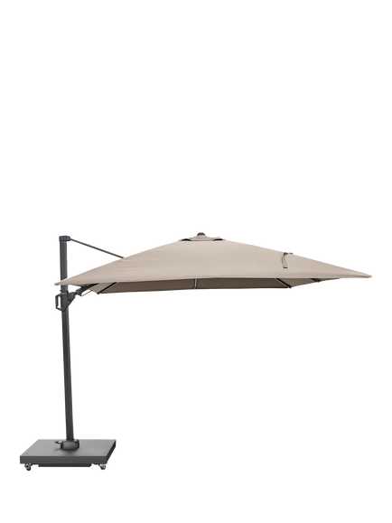 Pacific Glow Challenger T2 Square LED Light Parasol & Base with Cover, 3m, Taupe