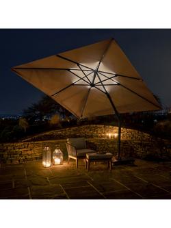 Pacific Glow Challenger T2 Square LED Light Parasol & Base with Cover, 3m - view 2, Taupe