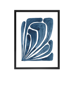 Brookpace Lascelles 'Blue Leaf II' Framed Print, 66 x 55cm, Blue, Blue