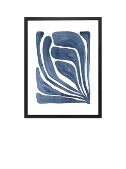 Brookpace Lascelles 'Blue Leaf I' Framed Print, 66 x 55cm, Blue, Blue