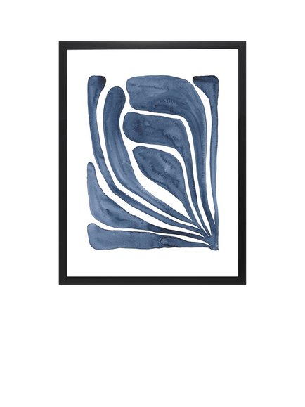 Brookpace Lascelles 'Blue Leaf I' Framed Print, 66 x 55cm, Blue, Blue
