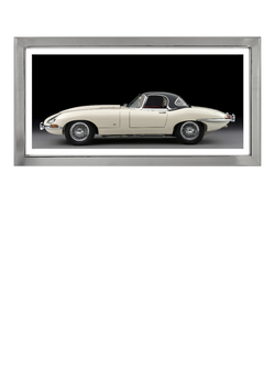 Brookpace Lascelles 'Jaguar E-Type' Car Framed Print, 49 x 99cm, White/Black, White, Black