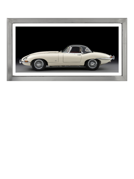 Brookpace Lascelles 'Jaguar E-Type' Car Framed Print, 49 x 99cm, White/Black, White, Black