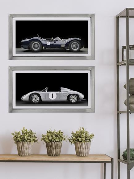 Brookpace Lascelles 'Maserati Birdcage' Car Framed Print & Mount, 49 x 99cm, Black - view 2, Black, White