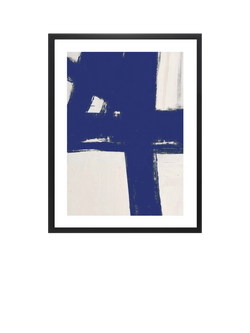 Brookpace Lascelles 'Nero 5' Abstract Framed Print & Mount, 75 x 55cm, Blue, Blue