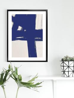 Brookpace Lascelles 'Nero 5' Abstract Framed Print & Mount, 75 x 55cm, Blue - view 2, Blue