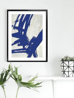 Brookpace Lascelles 'Nero 6' Abstract Framed Print & Mount, 75 x 55cm, Blue - view 2, Blue