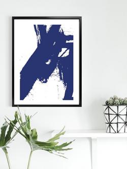 Brookpace Lascelles 'Nero 8' Abstract Framed Print & Mount, 75 x 55cm, Blue - view 2, Blue