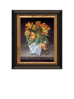 Brookpace Lascelles 'Orange Tulips in China Vase' Framed Canvas Print, 44 x 36cm, Yellow/Red, Yellow, Red, Blue