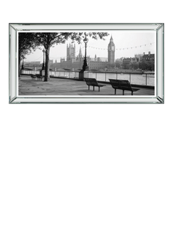 Brookpace Lascelles 'Big Ben & River Thames, London' Framed Print, 53 x 103cm, Black/White, Black, White