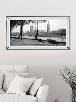 Brookpace Lascelles 'Big Ben & River Thames, London' Framed Print, 53 x 103cm, Black/White - view 2, Black, White