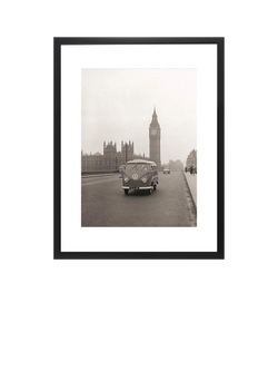 Brookpace Lascelles 'VW Campervan, Big Ben, London' Framed Print, 55 x 45cm, Black/White, Brown