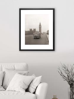 Brookpace Lascelles 'VW Campervan, Big Ben, London' Framed Print, 55 x 45cm, Black/White - view 2, Brown